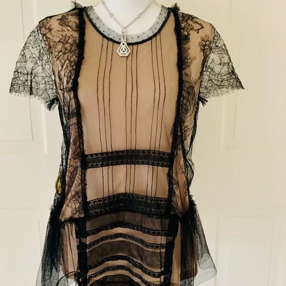 Valentino lace black nude tee shirt M